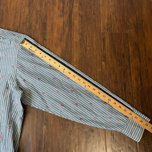 THE FRESHLY LAUNDERED SHIRT by ROBERT GRAHAM Blue Pinstriped Cotton - Picture 11 of 11